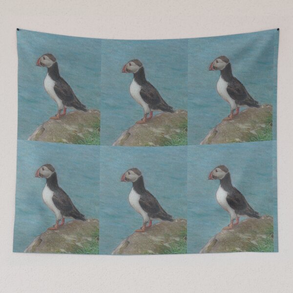 Item preview, Puffins on the Faroese Island of Mykines. Left Puffin designed and sold by ISEriksonartist.