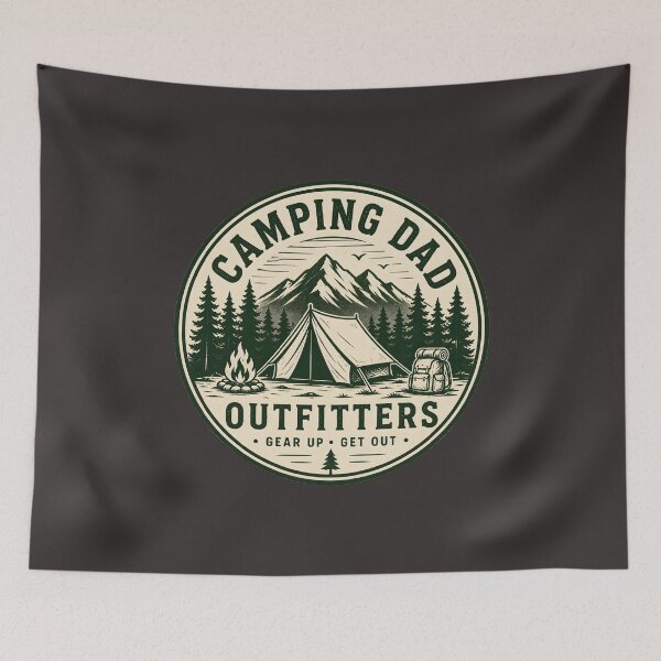 Item preview, Camping Dad Outfitters Vintage Mountain Camping T-Shirt Outdoor Adventure Tee designed and sold by FestivityFinds.