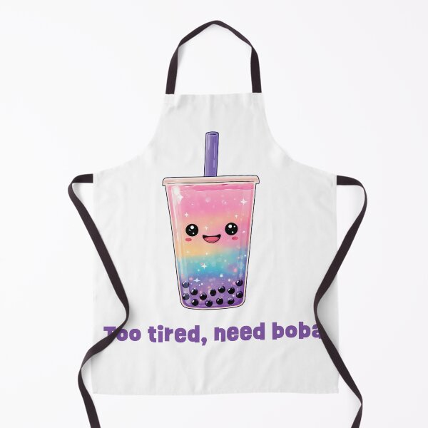 Item preview, Too Tired, Need Boba – Cute Colorful Bubble Tea Kawaii Illustration designed and sold by BobaBunny76.