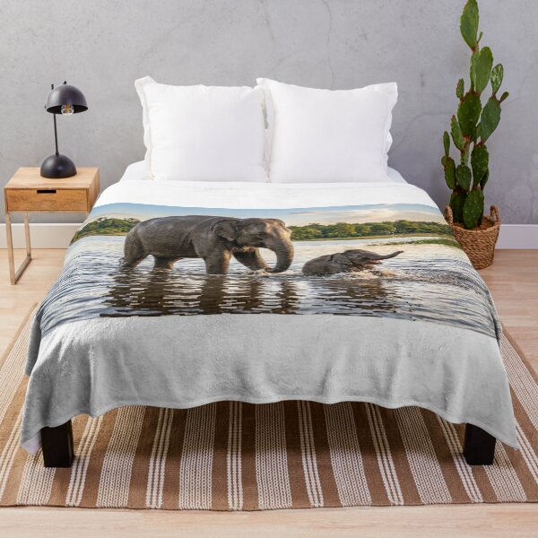 Item preview, Mother and Baby Elephant Playing in River   designed and sold by Mindful Heritage.