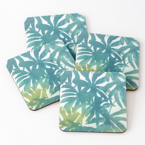 Item preview, Tropical Leaf Silhouettes in Teal Green designed and sold by trajeado14.