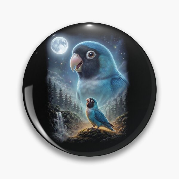 Item preview, Funny Blue Masked Lovebird Howling Moon Art Parrot Lover designed and sold by DoodleTortle.
