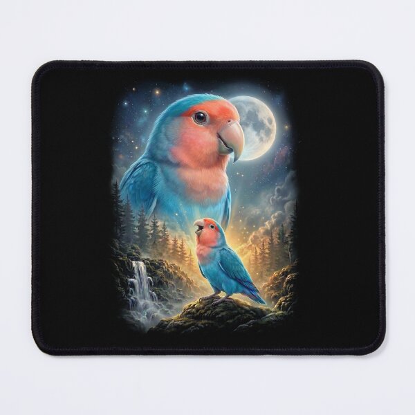 Item preview, Funny Blue Peach Faced Lovebird Howling Moon Art Parrot Lover designed and sold by DoodleTortle.