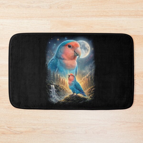 Item preview, Funny Blue Peach Faced Lovebird Howling Moon Art Parrot Lover designed and sold by DoodleTortle.