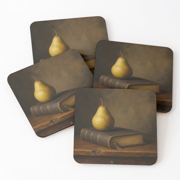 Item preview, Special Walnut Wood Still Life with Pear and Book designed and sold by Glitchart66.