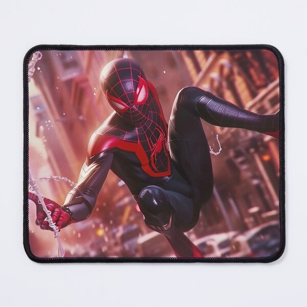 Item preview, Black Red Spider Hero Swinging Through City | Cyber Spider Fan Art | Urban Superhero Action Illustration designed and sold by amareshdas008.