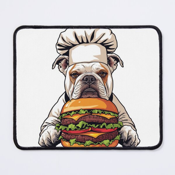 Item preview, Grumpy Bulldog Chef Burger Funny Food Art Print designed and sold by Sky-bully.