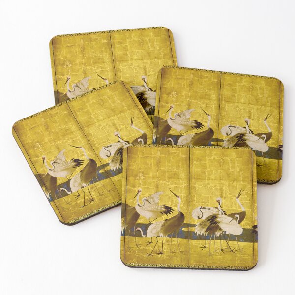 Item preview, Japanese Gold Screen with Cranes and Pine designed and sold by Vicky Brago-Mitchell®.