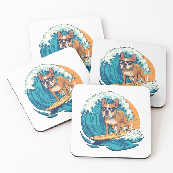 Item preview, Surf Bulldog French Dog Surfer Beach Summer Art Print designed and sold by Sky-bully.