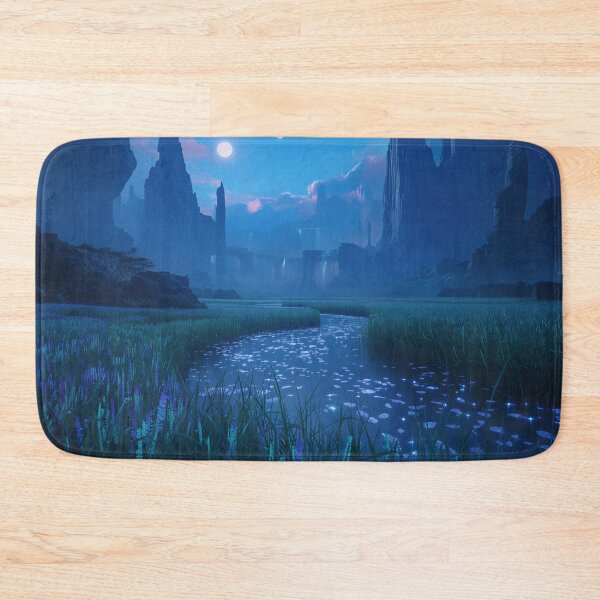 Item preview, Bioluminescent Alien Valley Fantasy Sci-Fi Landscape with Floating Mountains designed and sold by Luminous Wilds.