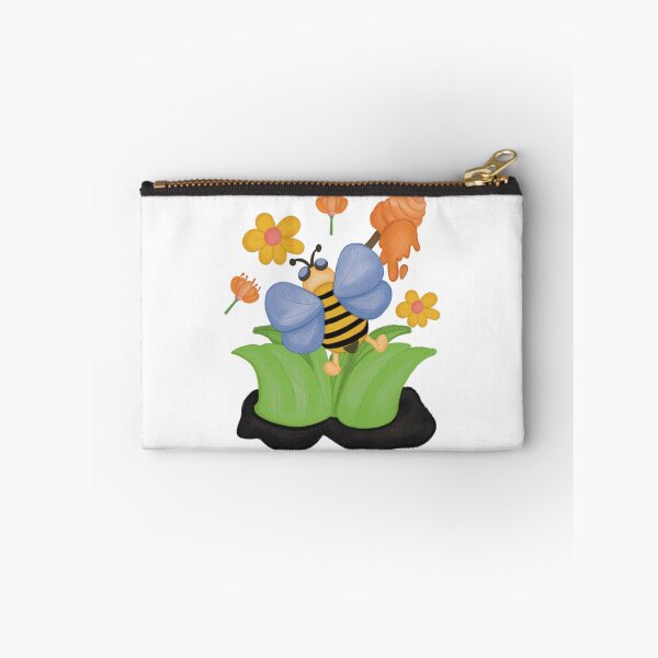 Item preview, Cute Bee With Honey Dipper And Spring Flowers Illustration designed and sold by LittleHugHouse.