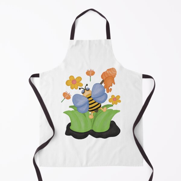 Item preview, Cute Bee With Honey Dipper And Spring Flowers Illustration designed and sold by LittleHugHouse.