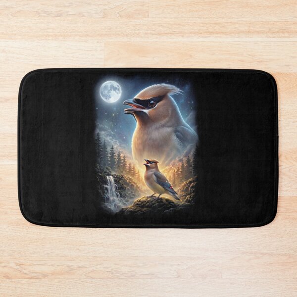 Item preview, Funny Bohemian Waxwing Howling Moon Art Bird Lover Birding designed and sold by DoodleTortle.