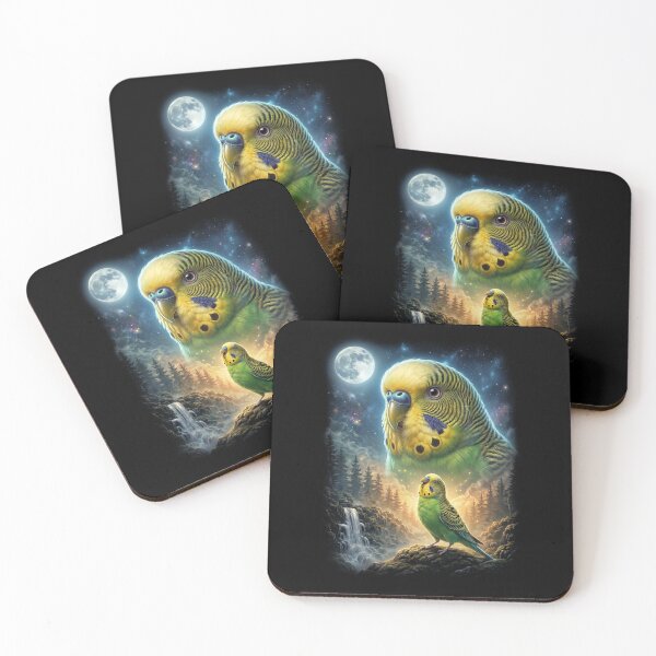 Item preview, Funny Budgerigar Howling Moon Art Parrot Lover designed and sold by DoodleTortle.
