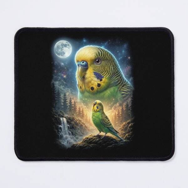 Item preview, Funny Budgerigar Howling Moon Art Parrot Lover designed and sold by DoodleTortle.