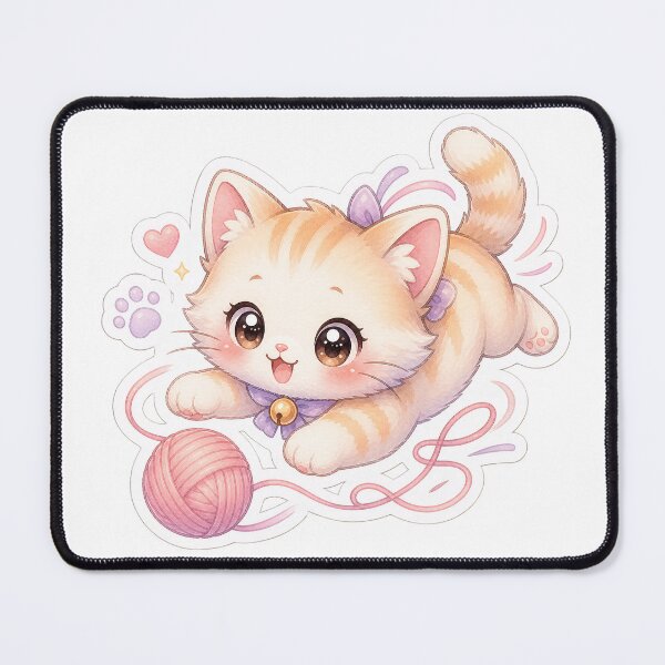 Item preview, Playful Kitten with Pink Yarn designed and sold by Old Classic Cartoons.