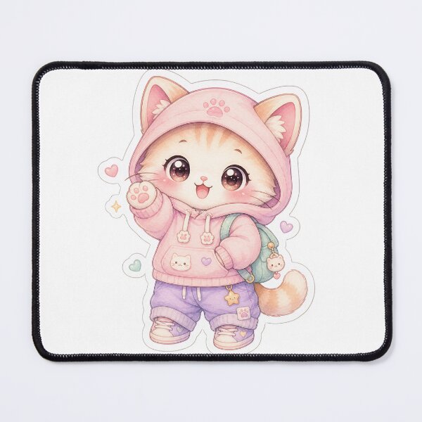 Item preview, Cheerful Cat in Pink Hoodie designed and sold by Old Classic Cartoons.