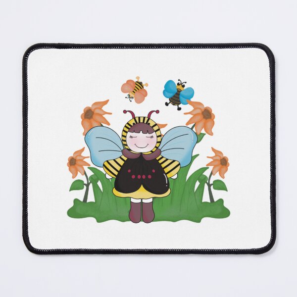 Item preview, Spring Bee Girl Cute Character With Sunflowers Art designed and sold by LittleHugHouse.
