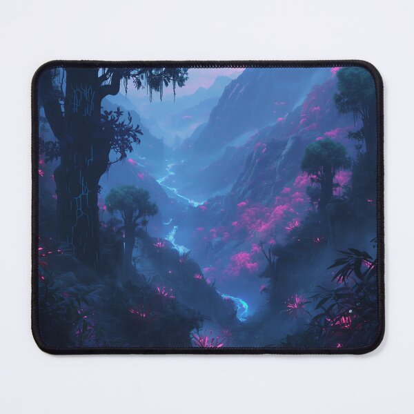 Item preview, Bioluminescent Alien Jungle Valley Fantasy Sci-Fi Landscape designed and sold by Luminous Wilds.