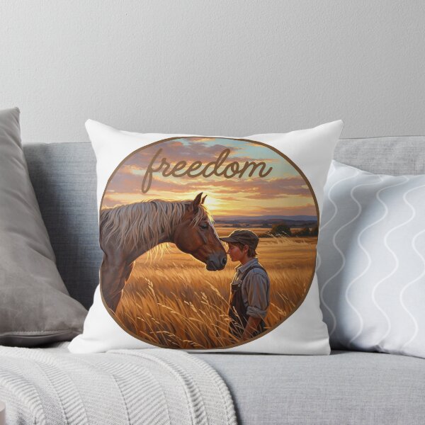 Item preview, Freedom: Vintage Boy and Horse Sunset Field designed and sold by InfinitePawBond.