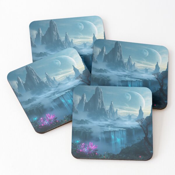 Item preview, Floating Bioluminescent Alien Mountains Sci-Fi Fantasy Landscape designed and sold by Luminous Wilds.