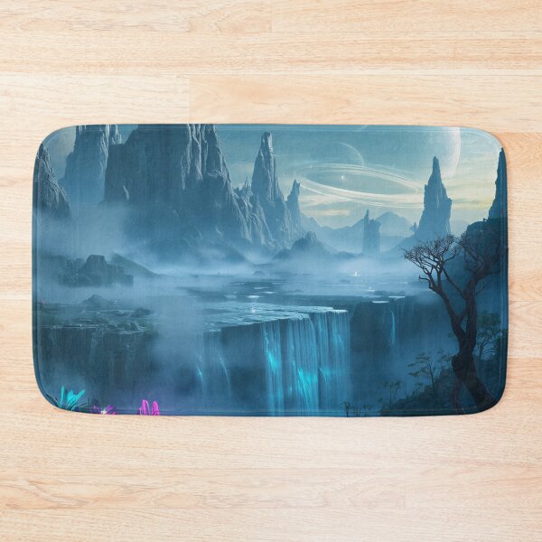 Item preview, Floating Bioluminescent Alien Mountains Sci-Fi Fantasy Landscape designed and sold by Luminous Wilds.