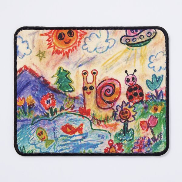 Item preview, Childlike Crayon Garden Drawing with Snail and UFO designed and sold by Modaozushi216.