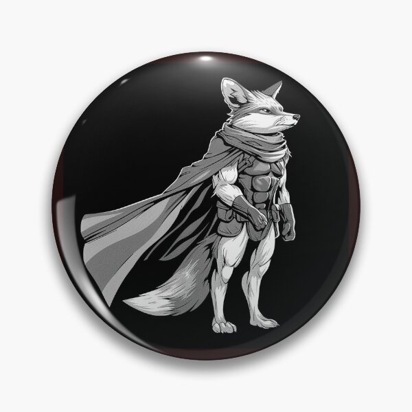 Item preview, Black and White Superhero Fox | Monochrome Animal Warrior Art designed and sold by inkoutninja.
