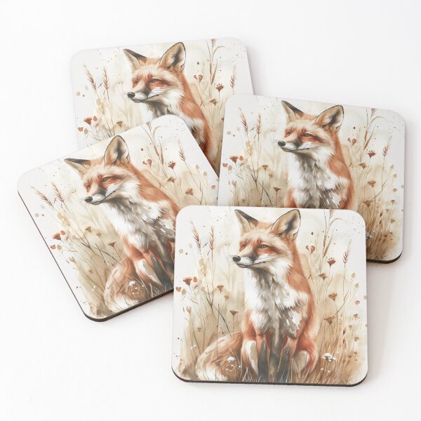 Item preview, Watercolor Red Fox In Golden Meadow Grass designed and sold by solynneart.