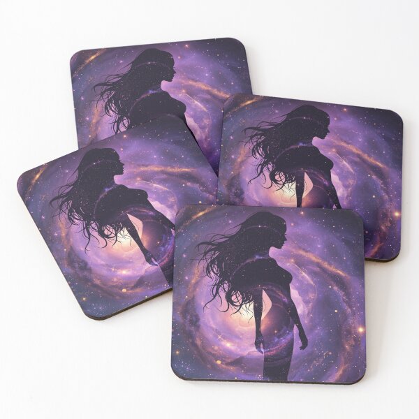 Item preview, Cosmic Goddess - Celestial Woman Silhouette in Purple Galaxy Nebula designed and sold by UnRealS.