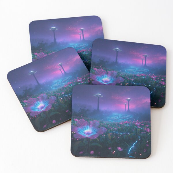 Item preview, Bioluminescent Alien Flower Meadow in Cinematic Fantasy Sci Fi Landscape designed and sold by Luminous Wilds.