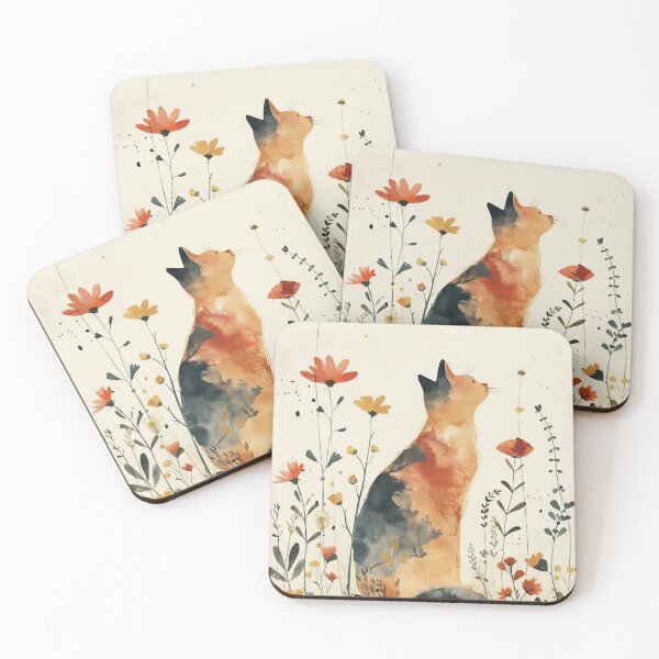 Item preview, Calico Watercolor Cat In Wildflower Garden designed and sold by solynneart.