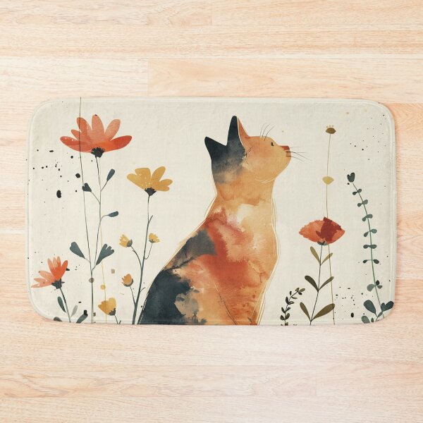 Item preview, Calico Watercolor Cat In Wildflower Garden designed and sold by solynneart.