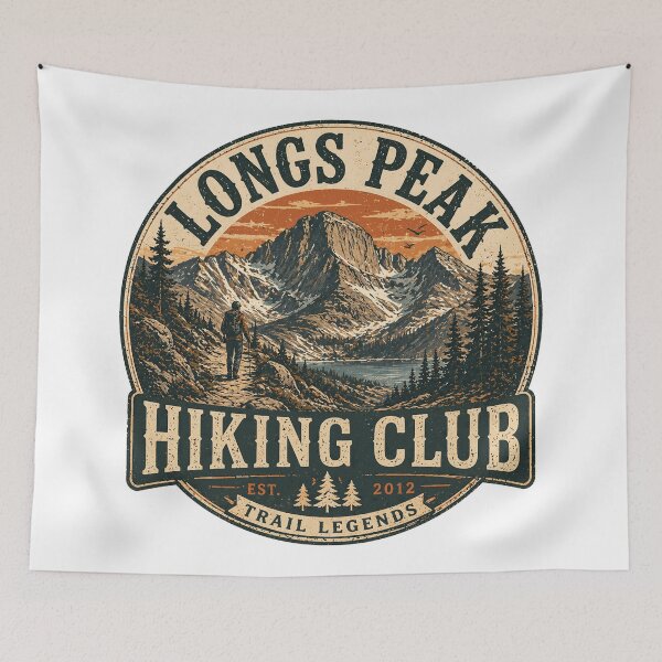 Item preview, Longs Peak Hiking Club Shirt, Rocky Mountain Trail Tee, Colorado Hiking Shirt, Mountain Adventure Tee, Outdoor Club T-Shirt designed and sold by Arjay Graphic Design.