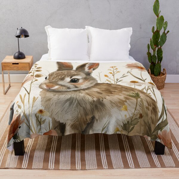 Item preview, Watercolor Rabbit In Spring Wildflower Garden designed and sold by solynneart.