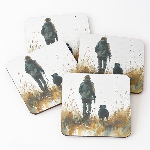 Item preview, Watercolor Person Walking Dog In Golden Grass designed and sold by solynneart.