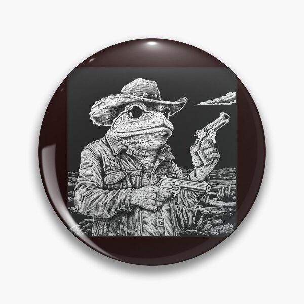 Item preview, Black and White Cowboy Frog | Western Gunslinger Toad Art designed and sold by inkoutninja.
