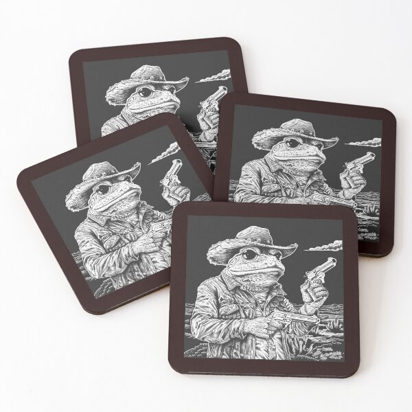 Item preview, Black and White Cowboy Frog | Western Gunslinger Toad Art designed and sold by inkoutninja.