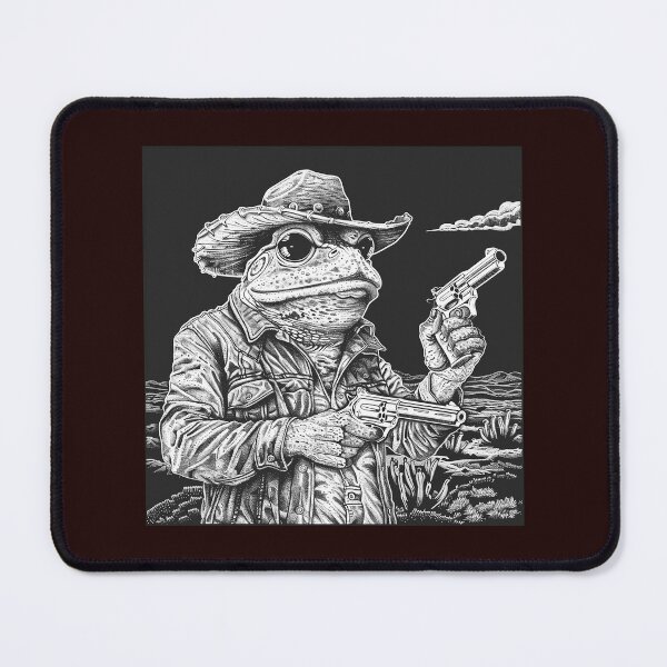 Item preview, Black and White Cowboy Frog | Western Gunslinger Toad Art designed and sold by inkoutninja.