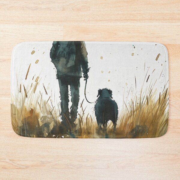 Item preview, Watercolor Person Walking Dog In Golden Grass designed and sold by solynneart.