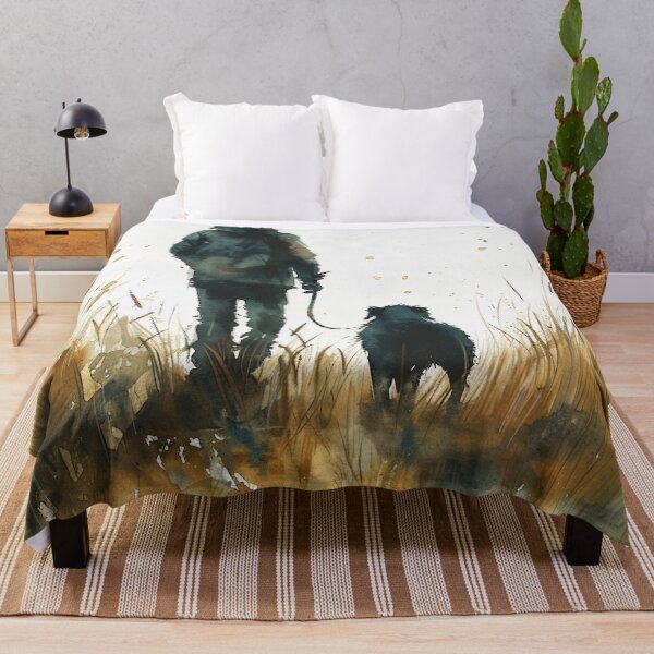 Item preview, Watercolor Person Walking Dog In Golden Grass designed and sold by solynneart.