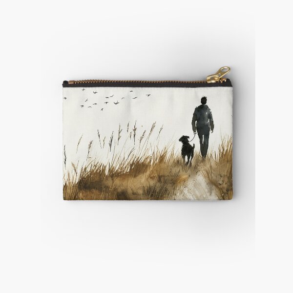 Item preview, Watercolor Man Walking Dog Through Golden Field designed and sold by solynneart.