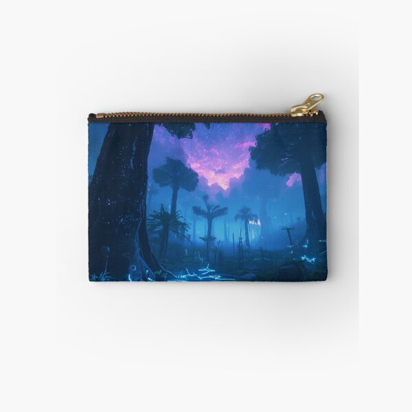 Item preview, Bioluminescent Alien Forest with Glowing Trees and Nebula Sky designed and sold by Luminous Wilds.