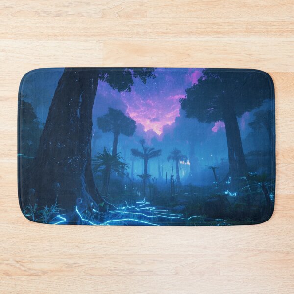 Item preview, Bioluminescent Alien Forest with Glowing Trees and Nebula Sky designed and sold by Luminous Wilds.
