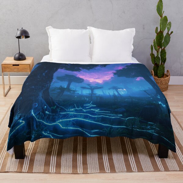 Item preview, Bioluminescent Alien Forest with Glowing Trees and Nebula Sky designed and sold by Luminous Wilds.