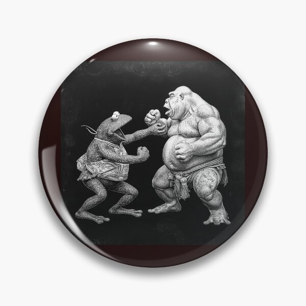 Item preview, Black and White Boxing Frog vs Sumo Toad | Funny Amphibian Fight Art designed and sold by inkoutninja.