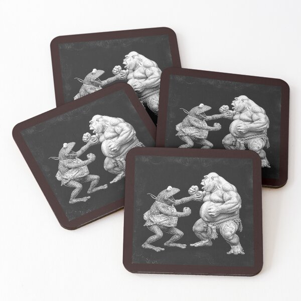 Item preview, Black and White Boxing Frog vs Sumo Toad | Funny Amphibian Fight Art designed and sold by inkoutninja.