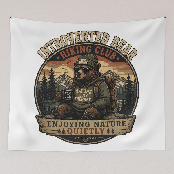Item preview, Introverted Bear Hiking Club Shirt, Funny Bear Shirt, Nature Lover Tee, Introvert Gift, Camping Humor Shirt, Outdoor Graphic Tee designed and sold by Arjay Graphic Design.