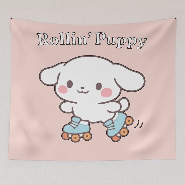 Item preview, Rollin' Puppy Cute White Dog on Roller Skates Kawaii Illustration designed and sold by Owcomm.