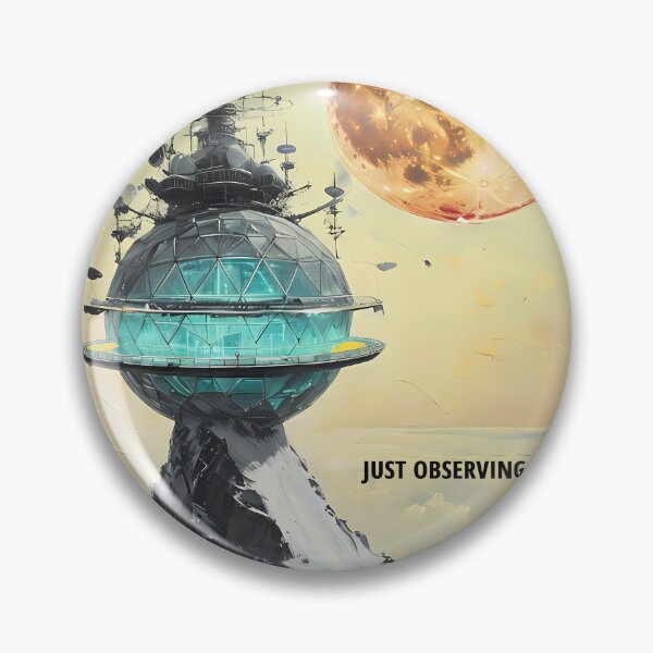Item preview, JUST OBSERVING - Futuristic Mountain Research Station designed and sold by Modern Nest Art.